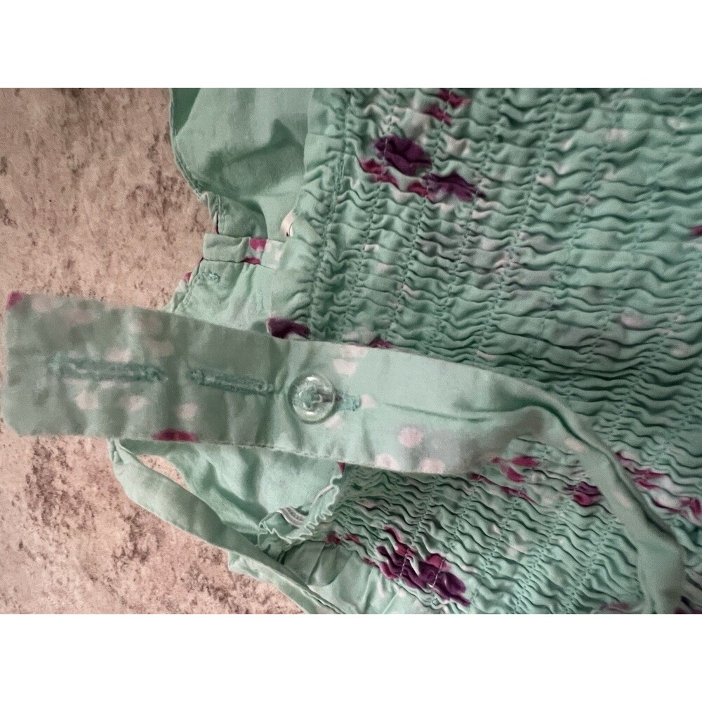 Cherokee Girls Dress Size 7/8 Mint Green Floral Bubble Hem Smocked Easter Spring - Picture 8 of 9